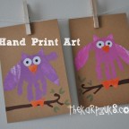 owl hand print art - thekarpiuks