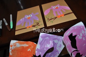 owl hand print art - thekarpiuks