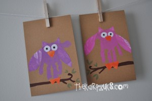 owl hand print art - thekarpiuks